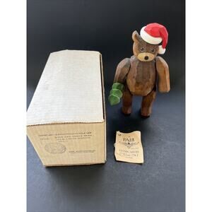 Wood Bear 1996- 9”- Carved Signed Project- With Original Box